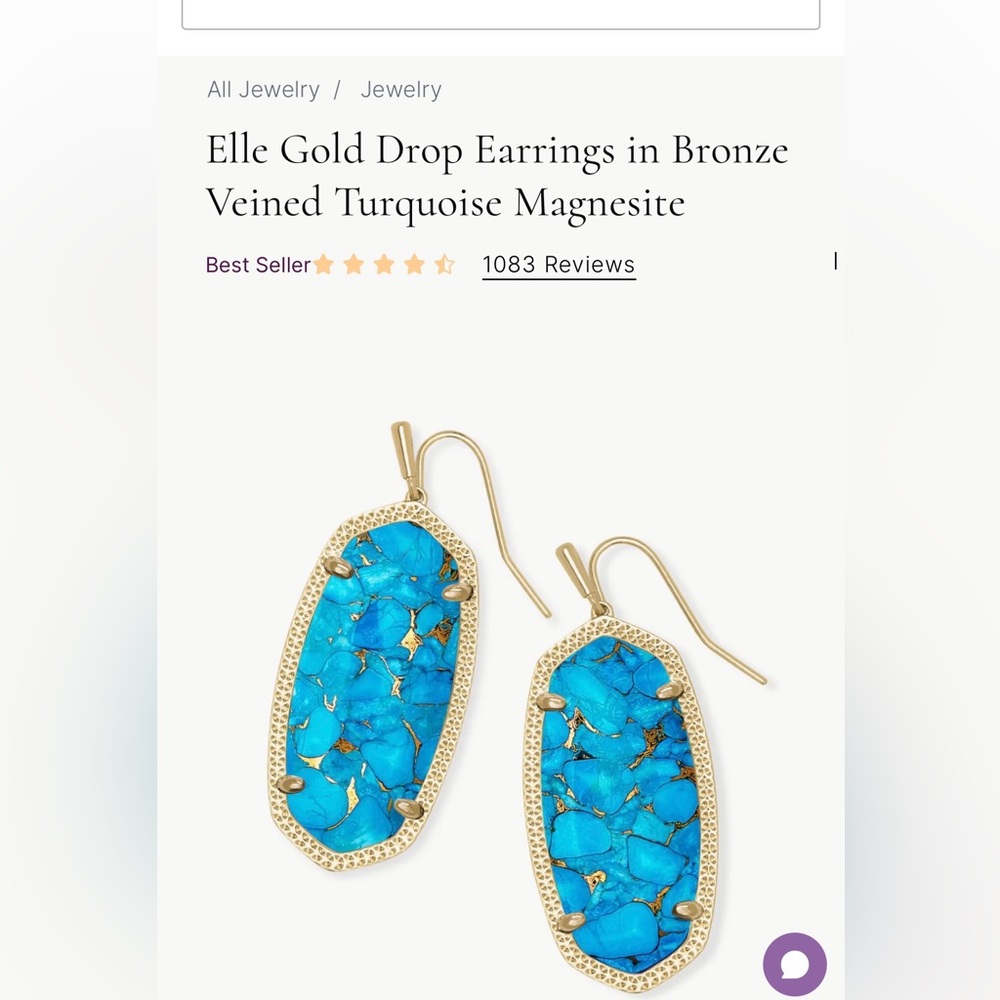 Kendra Scott Large Elle turquoise earrings